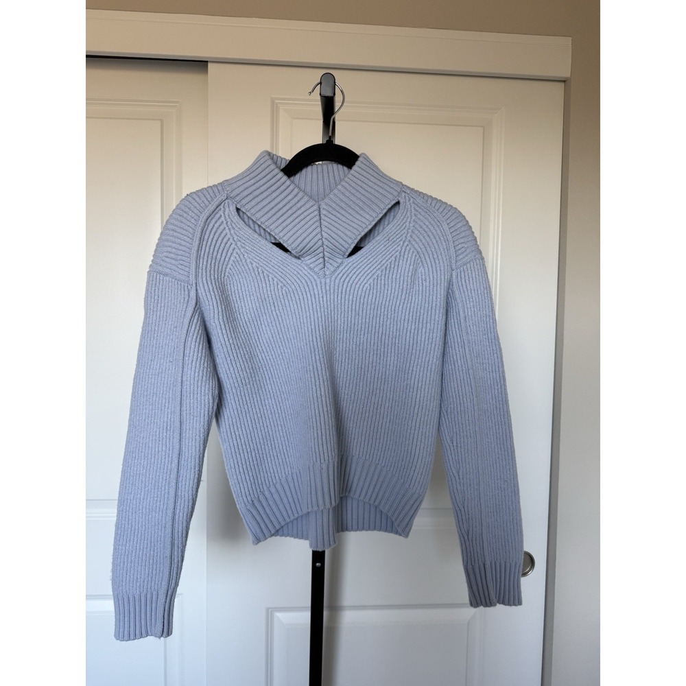 Proenza Schouler White Label Light‎ Blue  V-neck jumper, size L Wool Designer